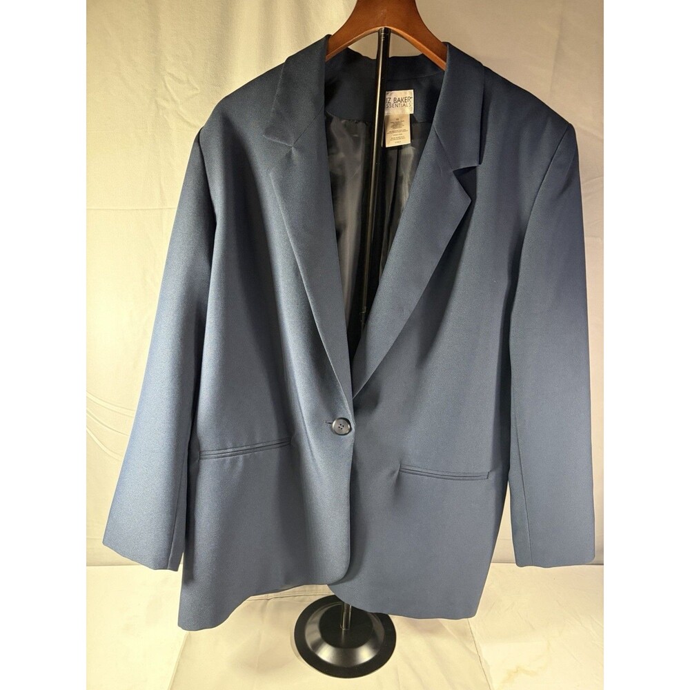 Vintage 90s Liz Baker Essentials Blazer Sz 18 Power Dressing Career Core Blue